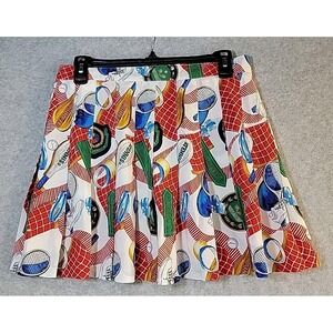 TAIL Vtg Tennis Skirt Sz 12 Status Print Pleated‎ Mini Athletic Pickleball USA